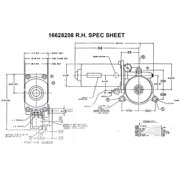 12 Volt D.C. Motor R.H. (9 Teeth 39mm Diameter)