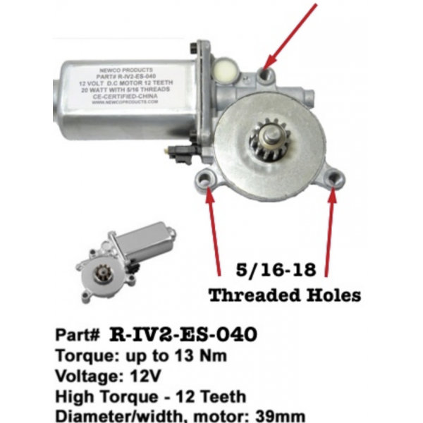 12 Volt D.C. Motor Threaded (12 Teeth 39mm Diameter)