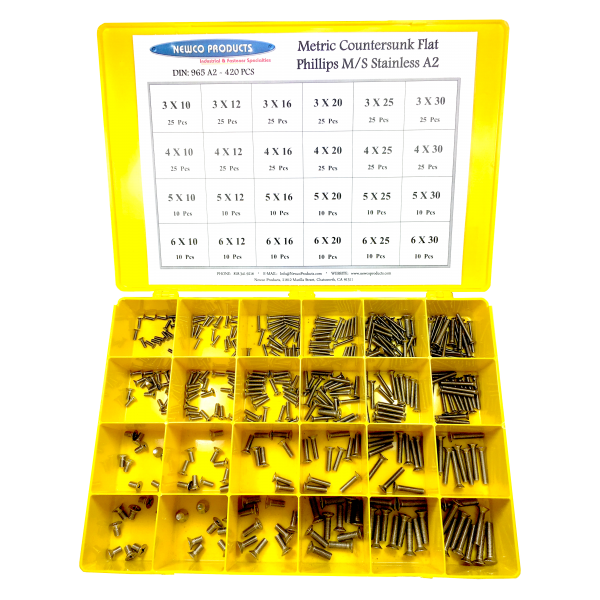 965 METRIC COUNTERSUNK FLAT PHILLIPS M/S ASSORTMENT A2