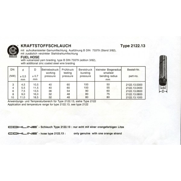 FUEL ZINC PLATED STEEL WIRE HOSE M7.5