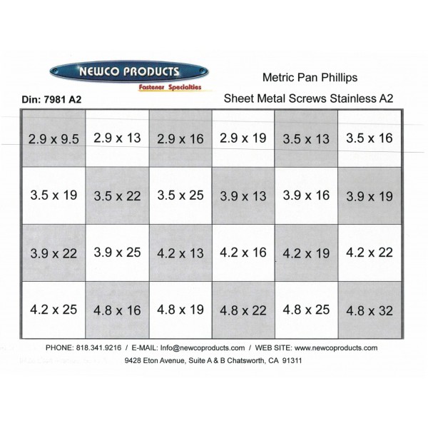 7981A2ASST PAN HEAD PHILLIPS SHEET METAL ASSORTMENT 