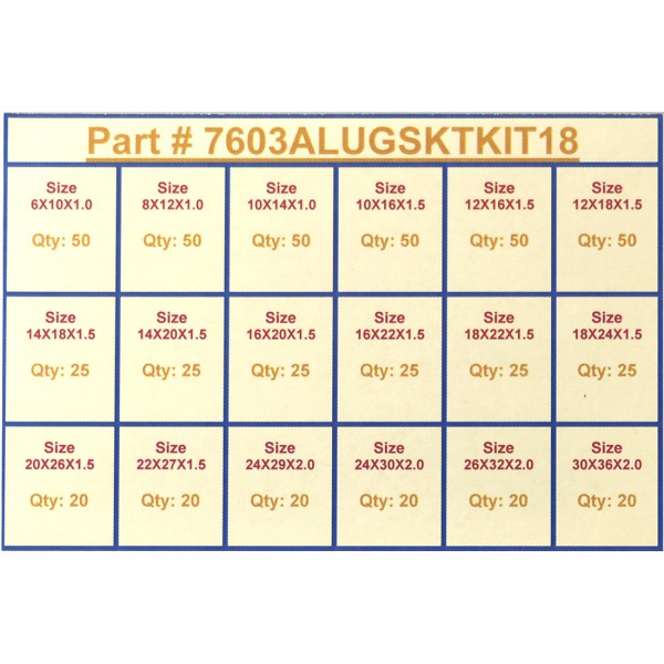 7603ALUGSKTKIT18 METRIC ALUMINUM WASHER ASSORTMENT